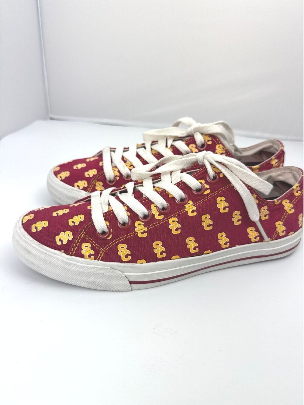 Row One USC Trojans Sneakers Men's 7.5 Women's 9 Red Gold Canvas Retro